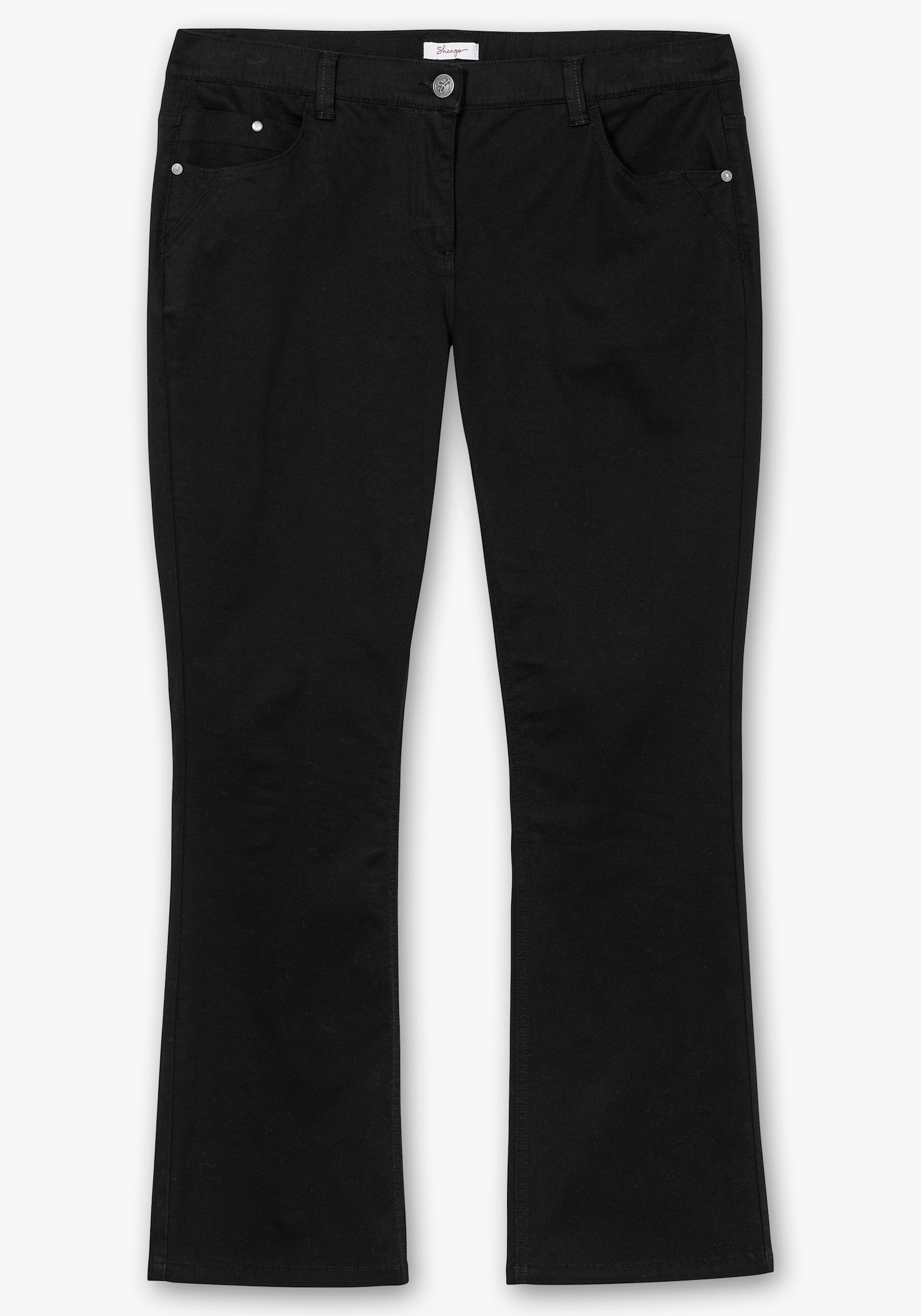 sheego Bootcut-broek met elastische band - zwart