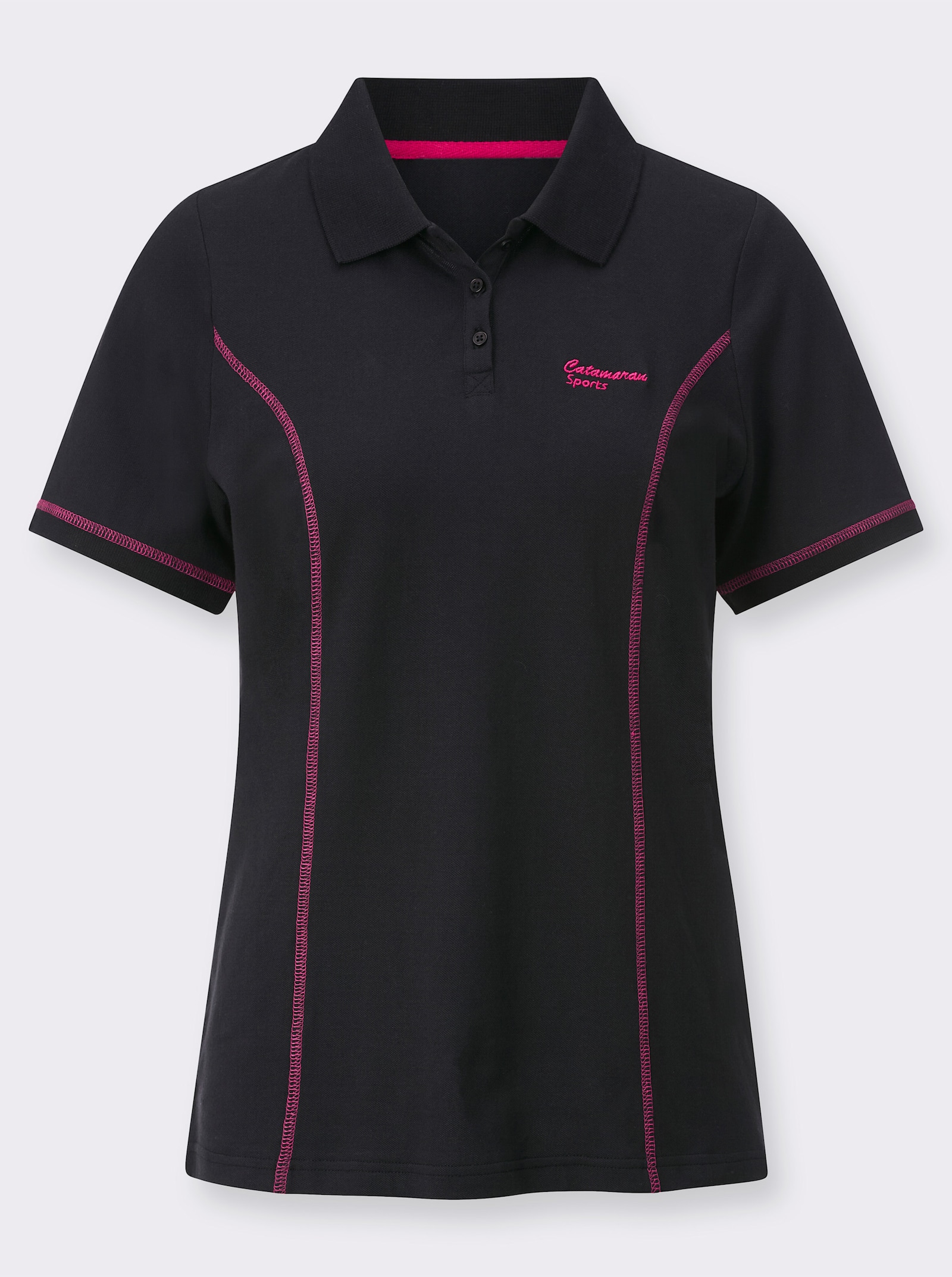 Catamaran Sports Freizeitshirt in Pikee-Qualität - schwarz-pink