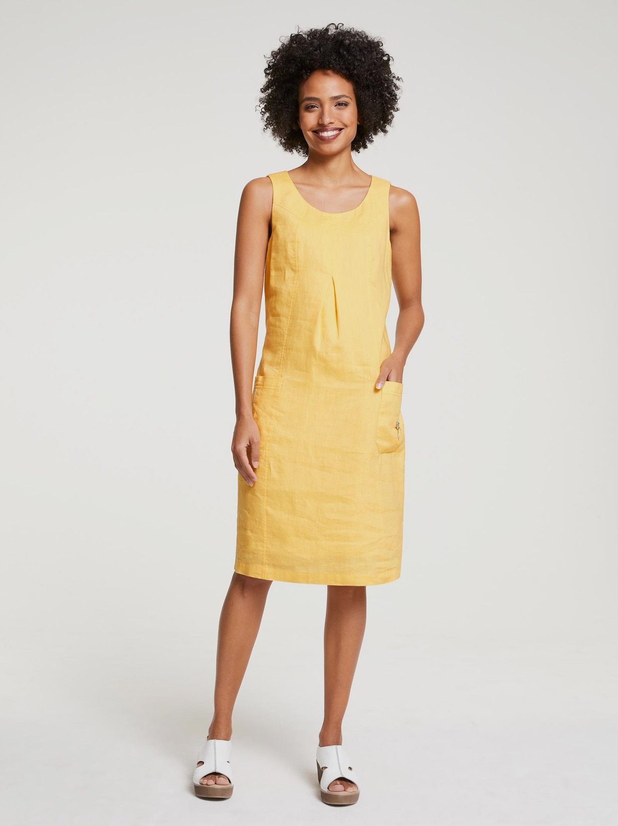 Linea Tesini Leinenkleid - gelb