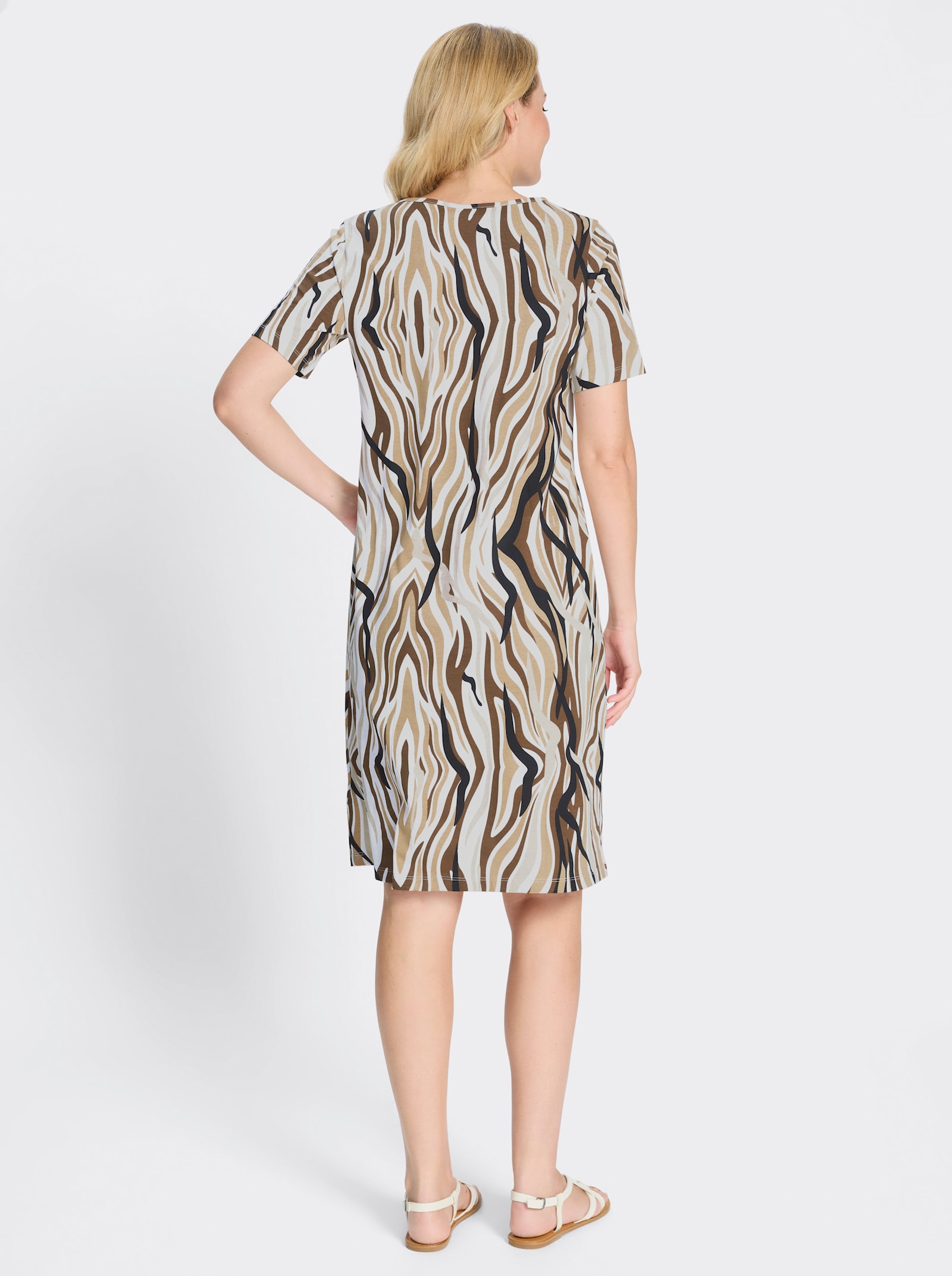 Jerseykleid mit Wellen-Druck - sand-camel-bedruckt