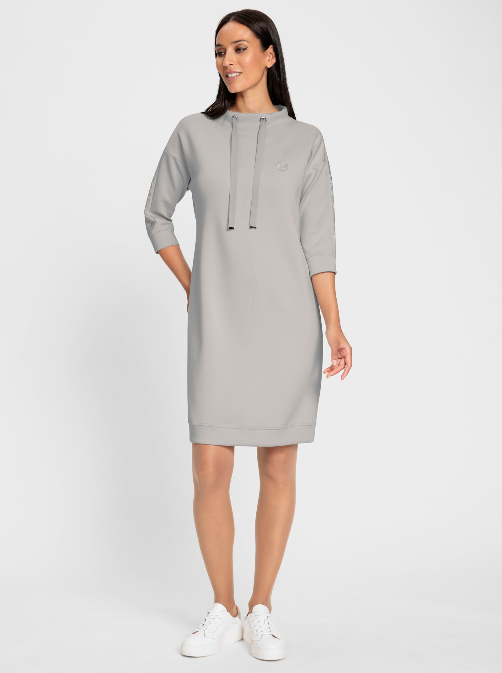 heine Freizeitkleid mit Glitzerstein-Applikation - hellgrau