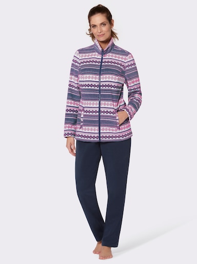 feel good Hausanzug mit 2 Reißverschluss-Taschen - marine-gemustert