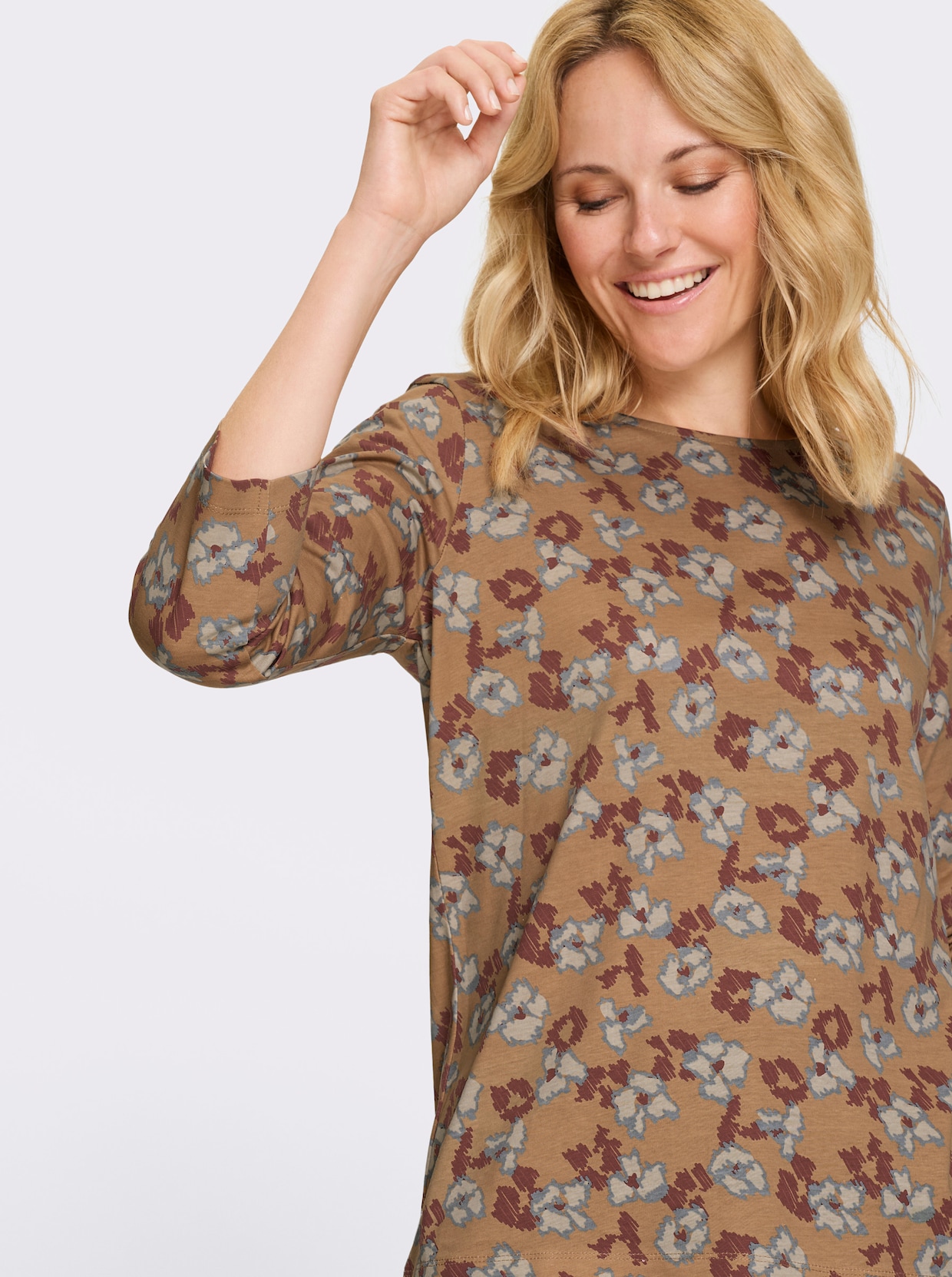 3/4-Arm-Shirt - camel-sesam-bedruckt