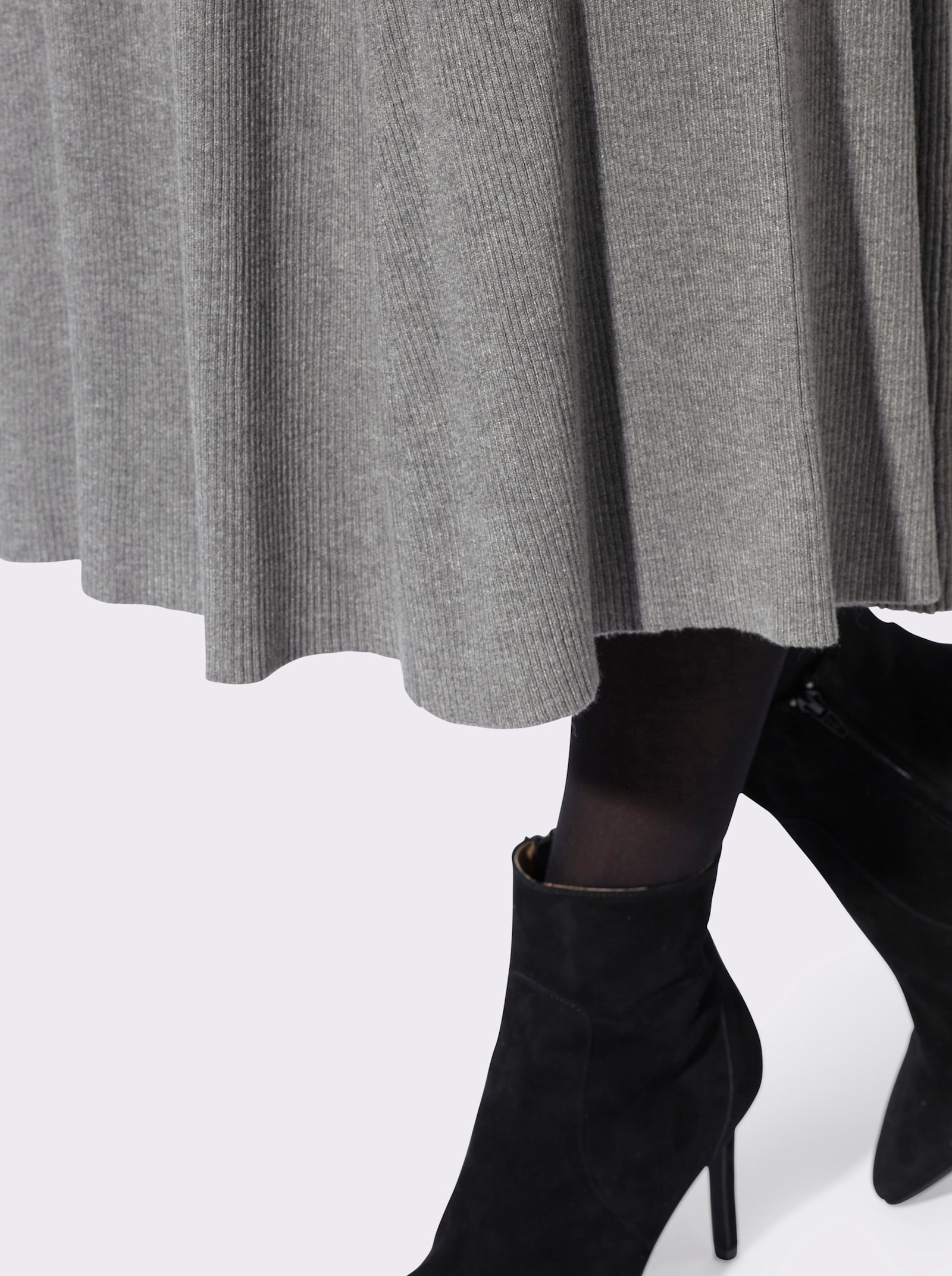 heine A-Linien-Rock mit Rundum-Dehnbund - grau-meliert