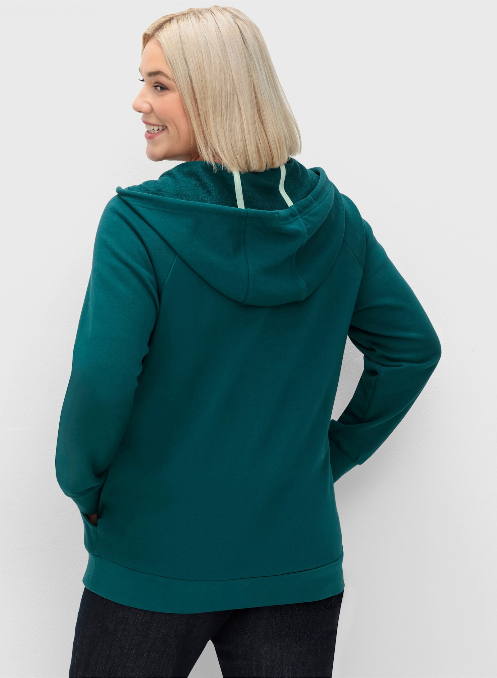 sheego Sweatjacke mit Kapuze - petrol