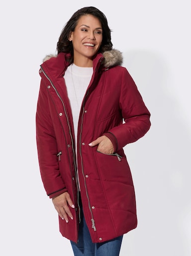 Steppjacke mit abnehmbarer Kapuze - dunkelrot