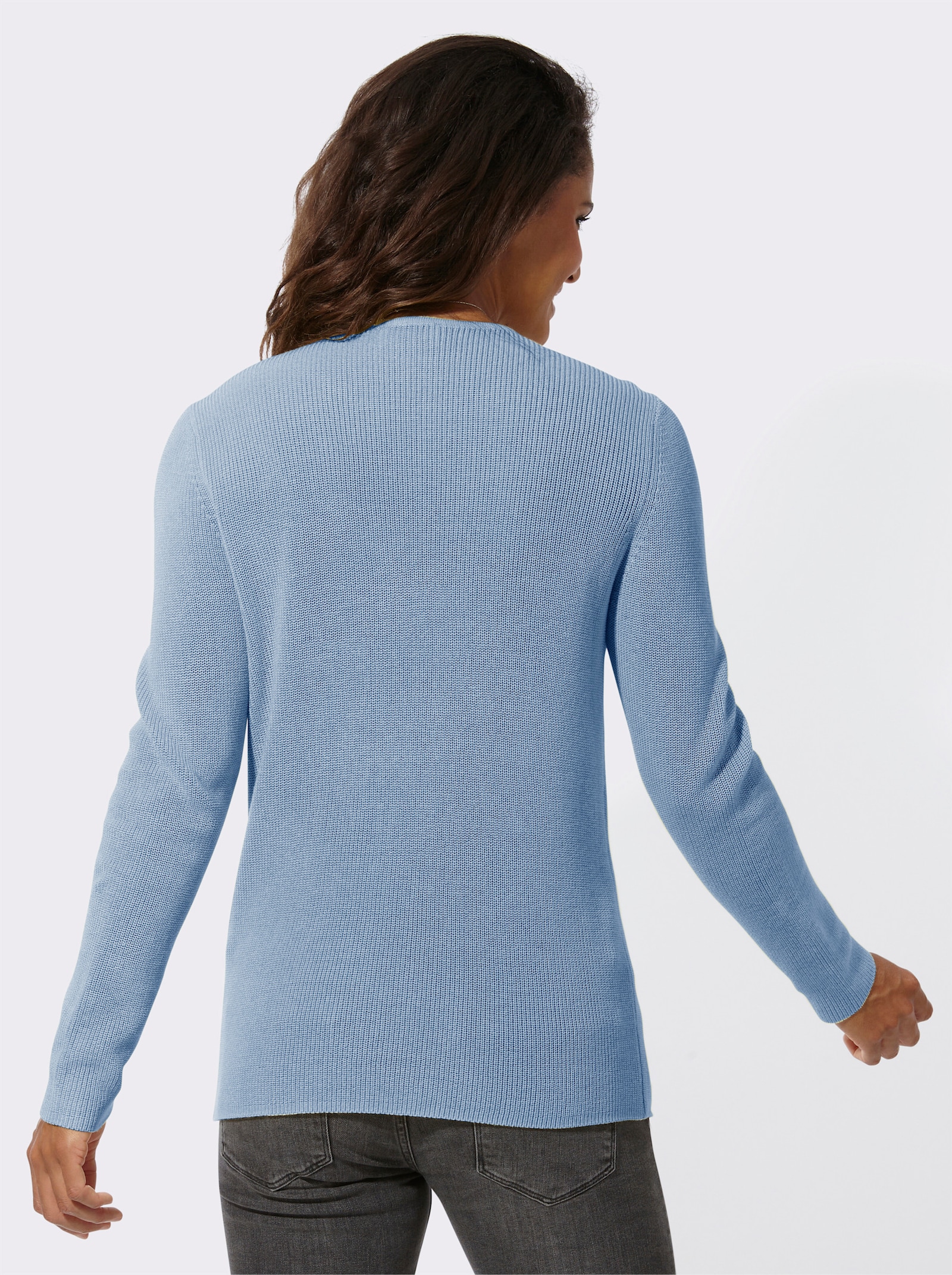 Pullover met ronde hals en ribstructuur - ijsblauw