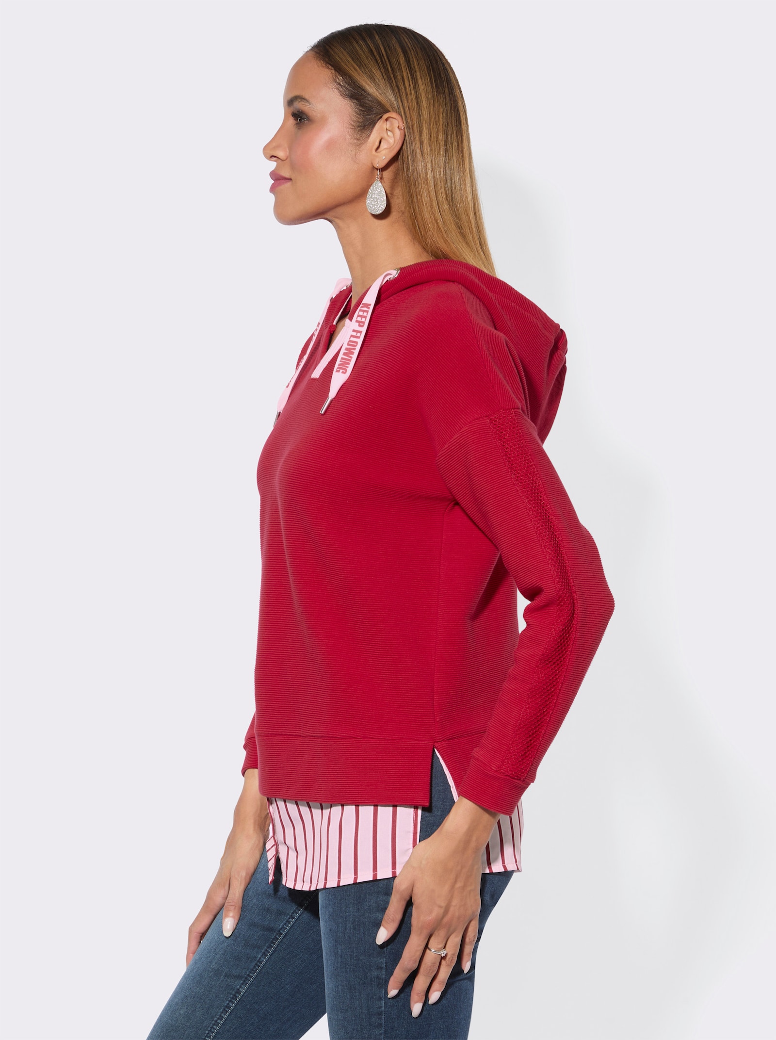 Sweatshirt in 2-in-1-Optik - rot-hellrosé