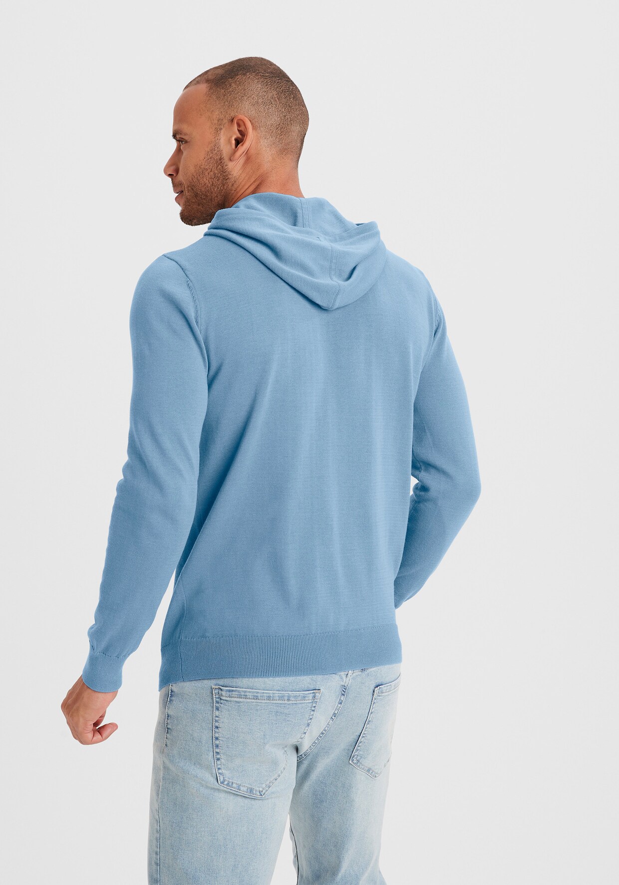H.I.S Tricotvest - blauw gemêleerd