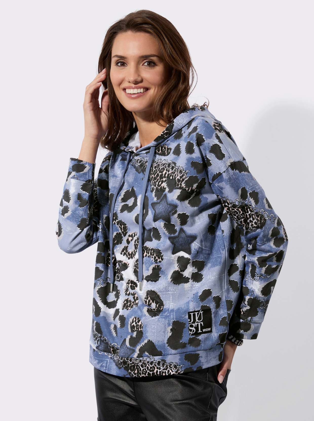 Sweatshirt - jeansblau-bedruckt