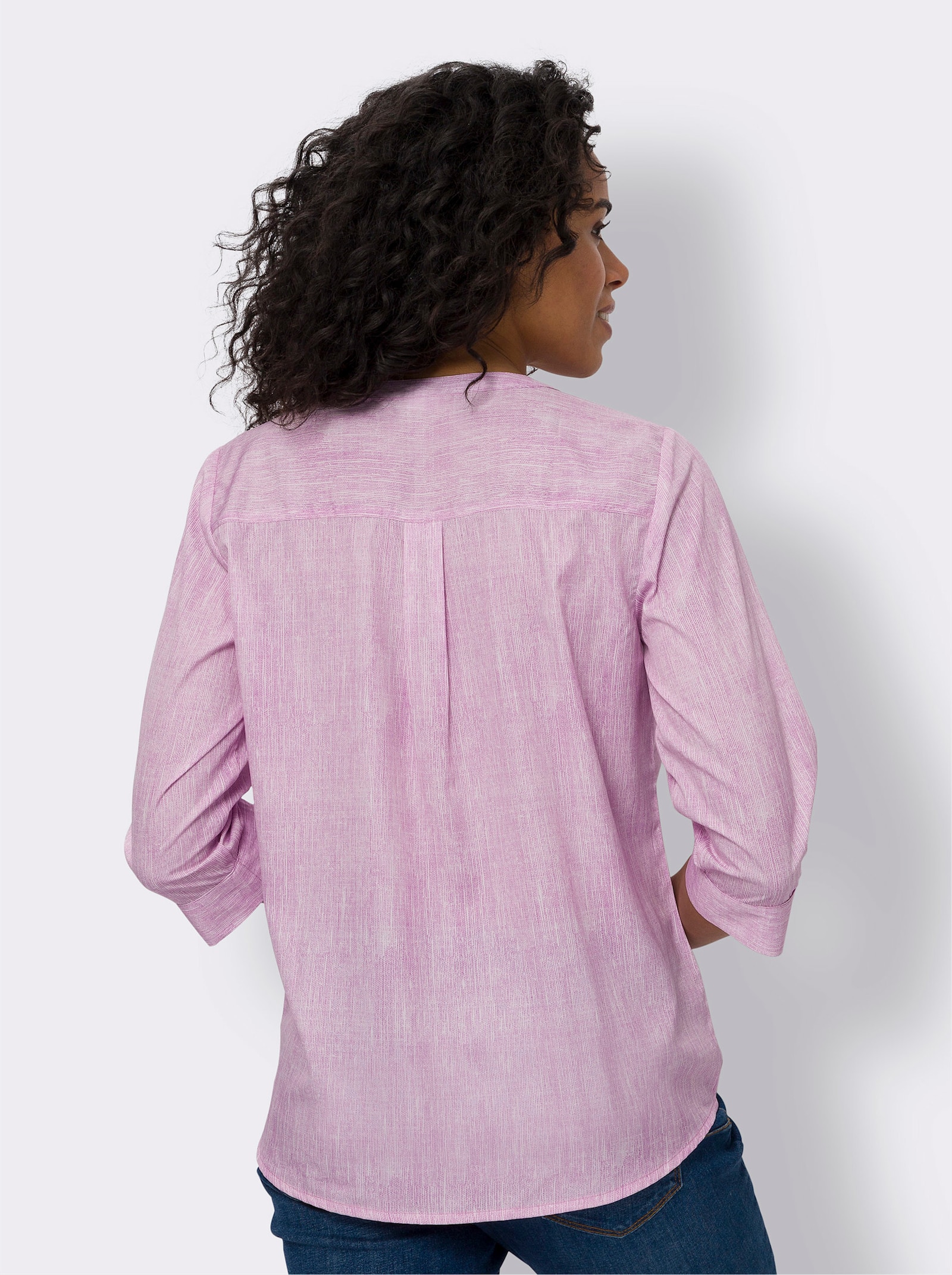 Schlupfbluse in Melange-Optik - orchidee-ecru-bedruckt