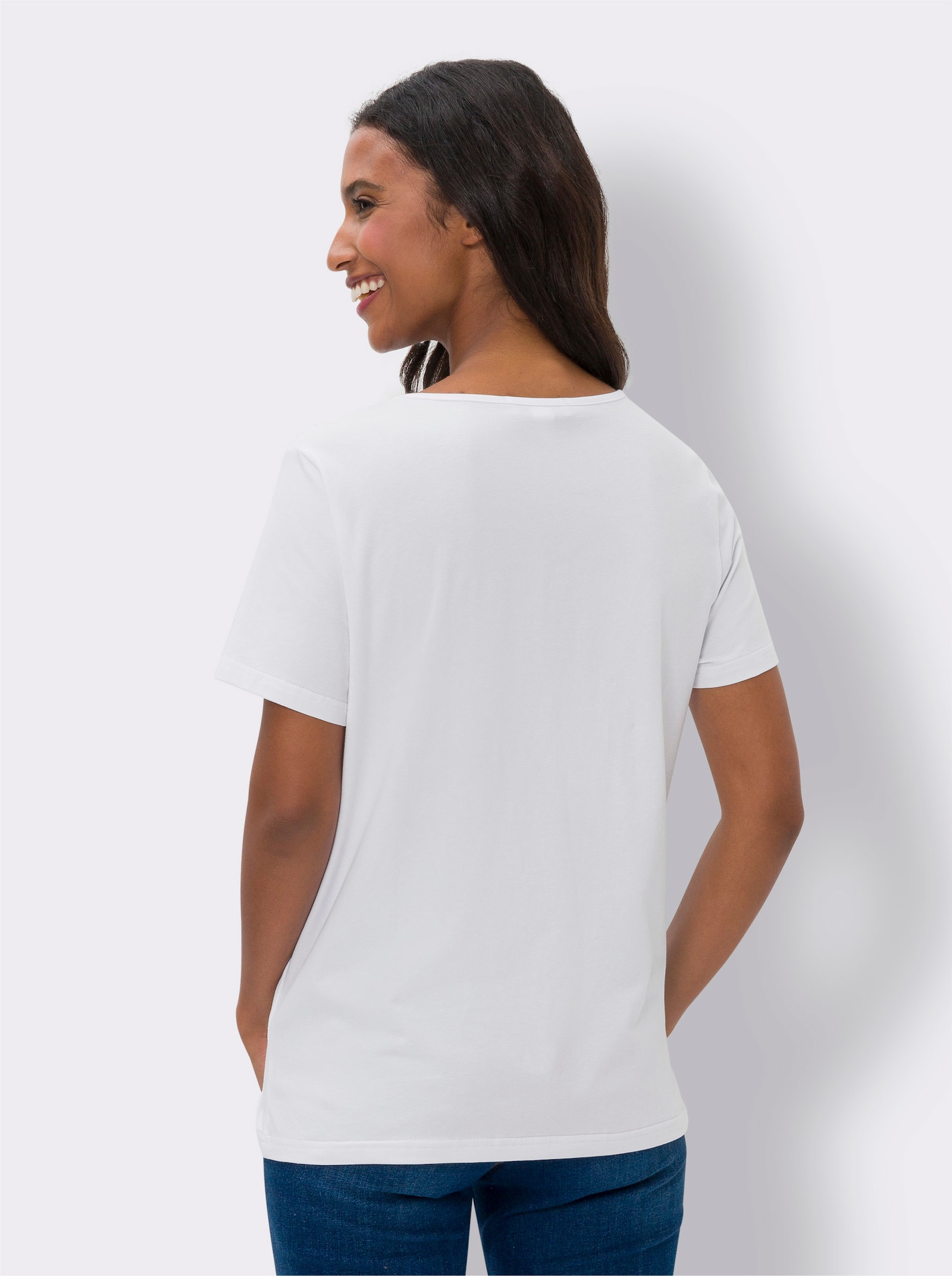 heine Print-Shirt mit Stern-Print - weiss