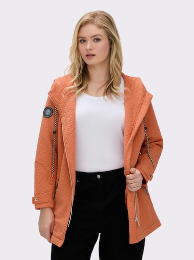 Shirtjacke in strukturierter Qualität, kontrastfarbene Details - papaya