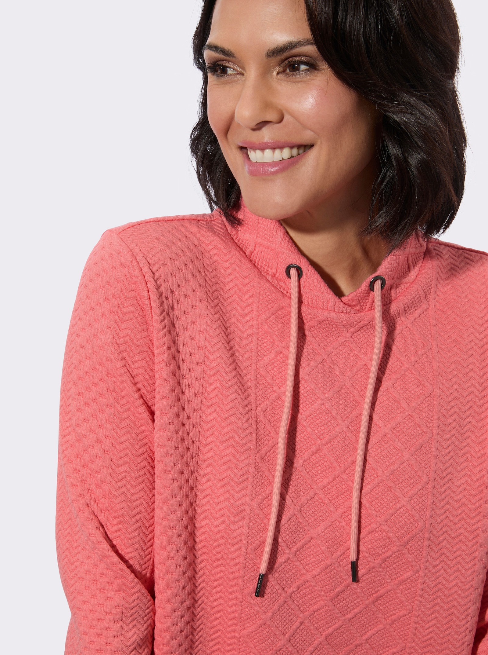 Sweatshirt mit überlappendem Stehkragen - flamingo