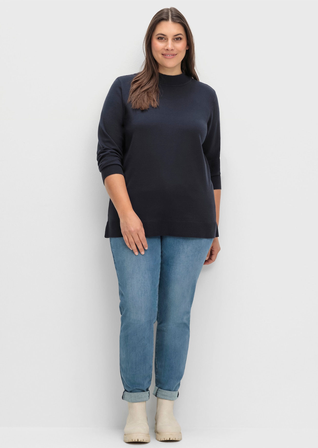 sheego Feinstrickpullover - tiefblau