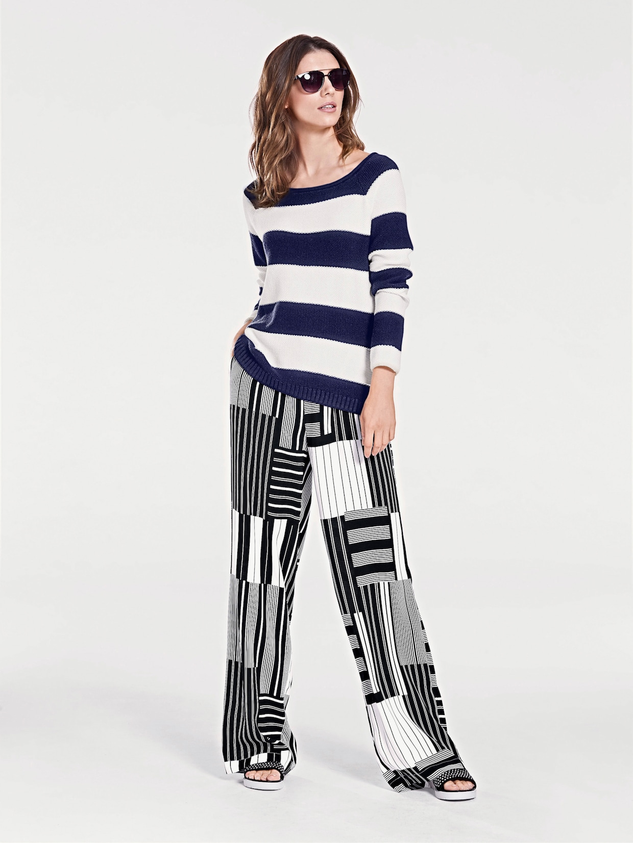 heine Gestreepte pullover - marine/wit