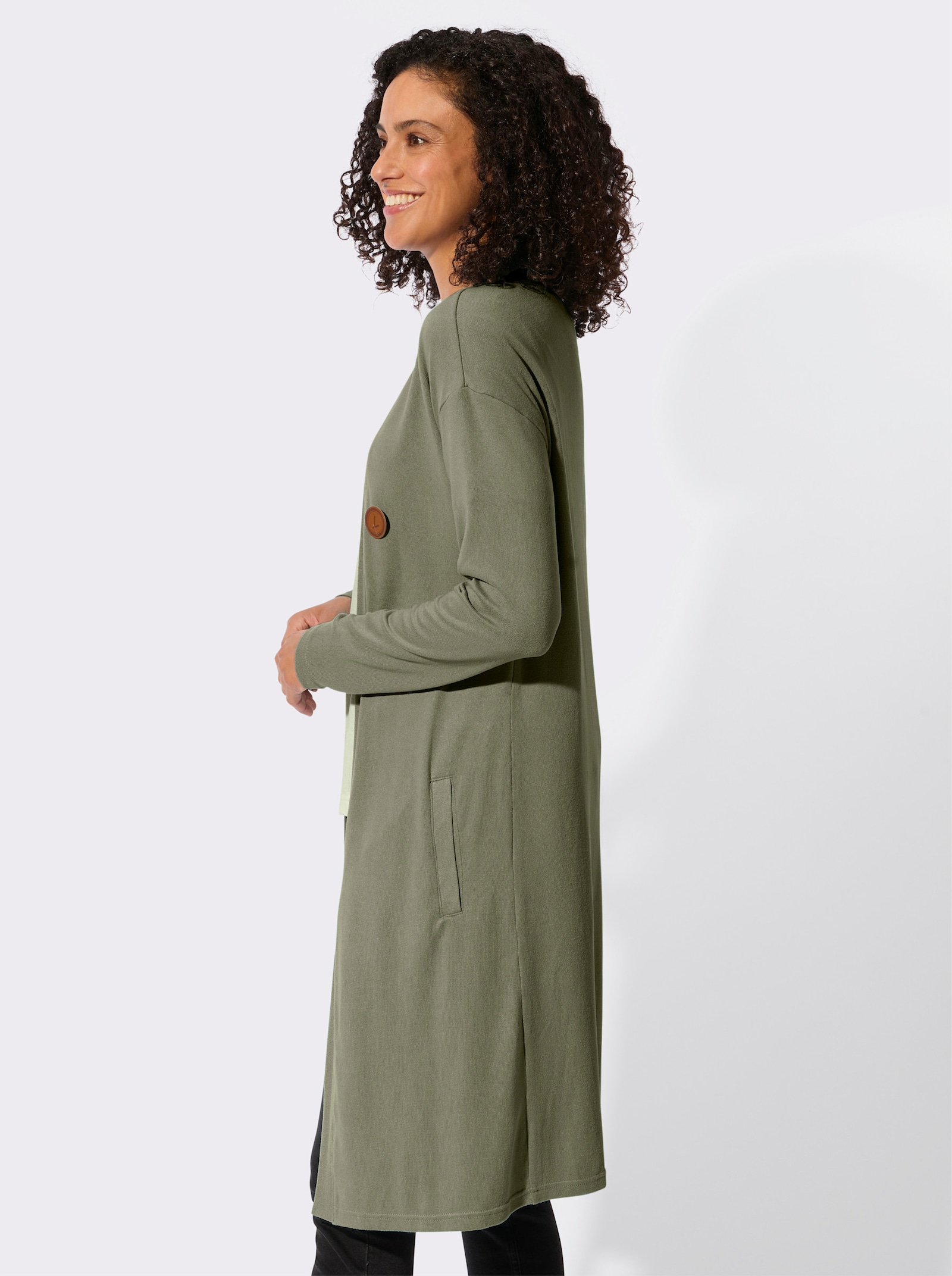 Shirtjacke in offener Form - khaki