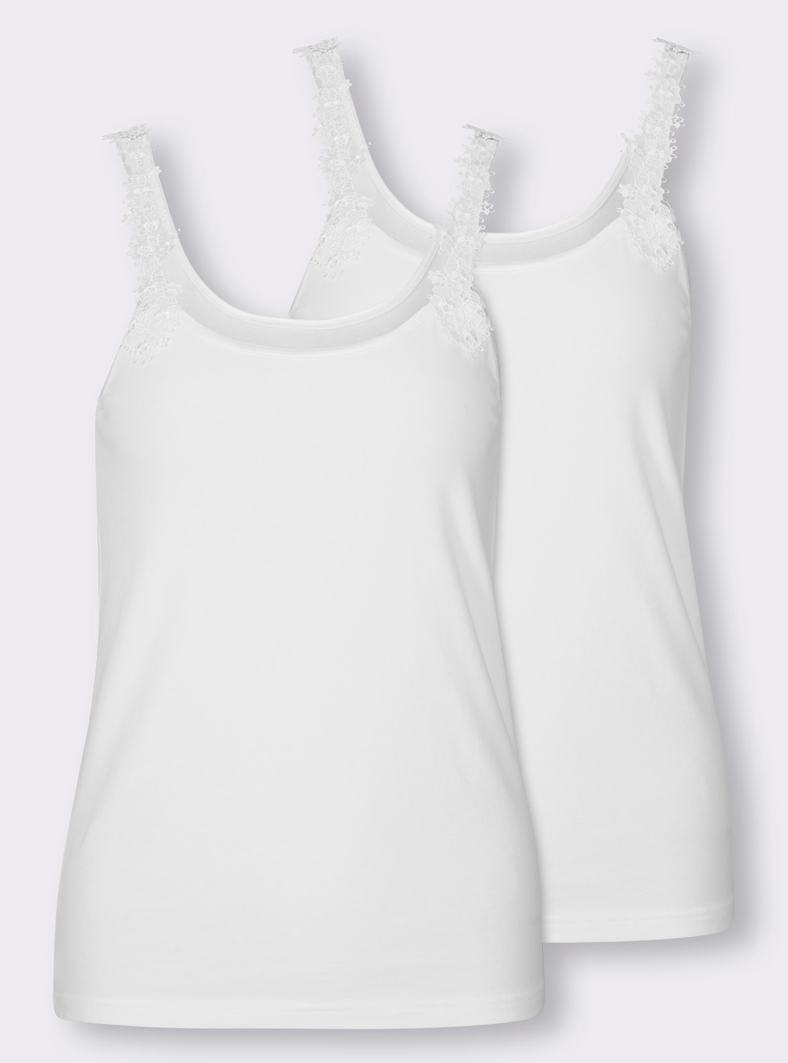 wäschepur Trägerhemd mit Spitze an den Trägern - weiß