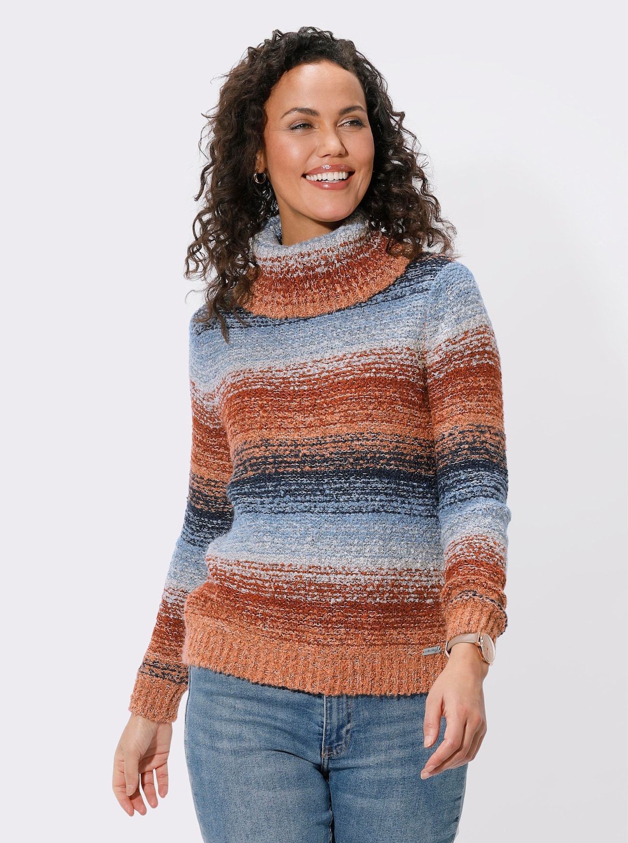 Pullover - papaya-bleu-gemustert