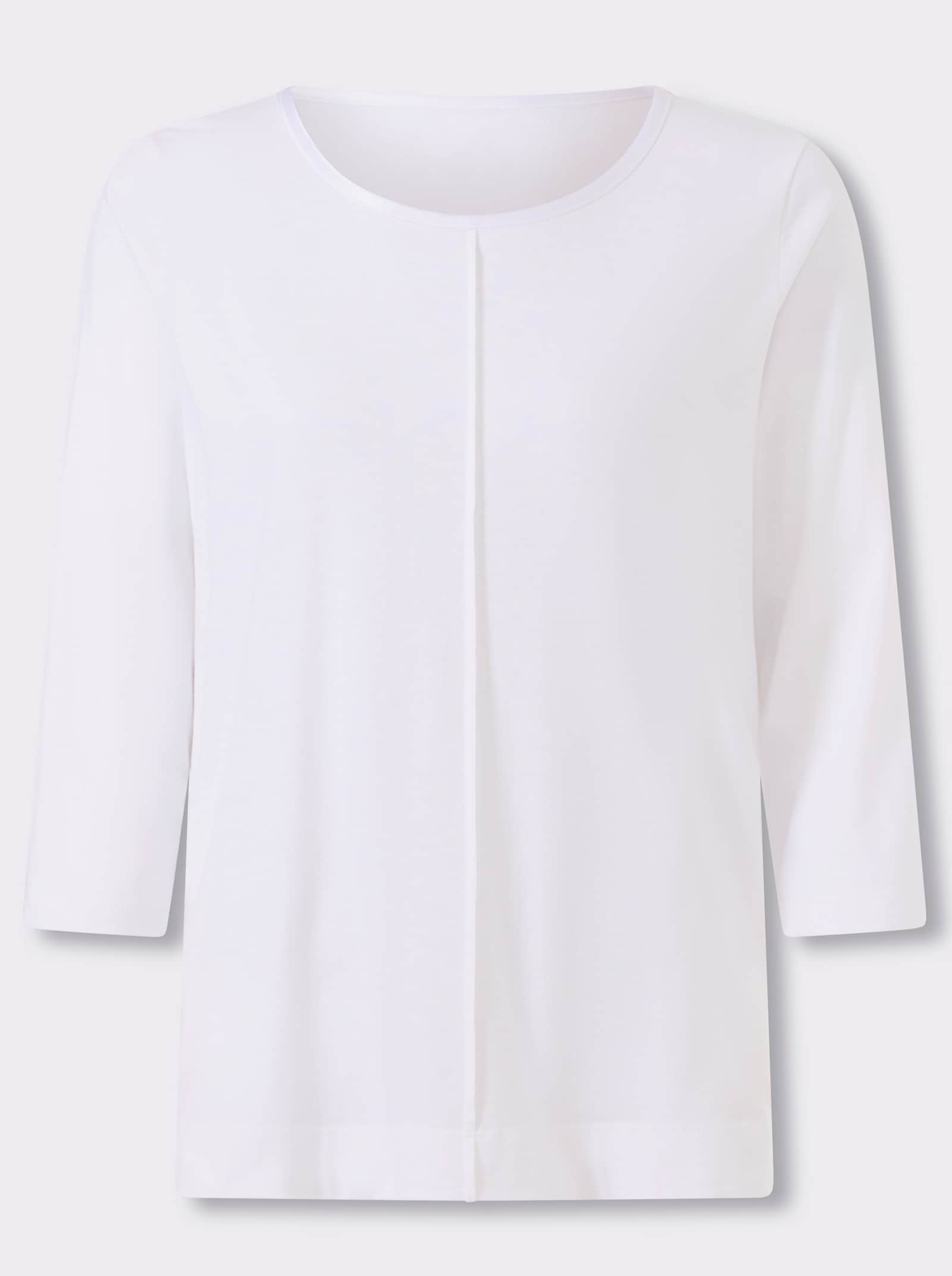 3/4-Arm-Shirt mit Satin-Paspelierung - weiß