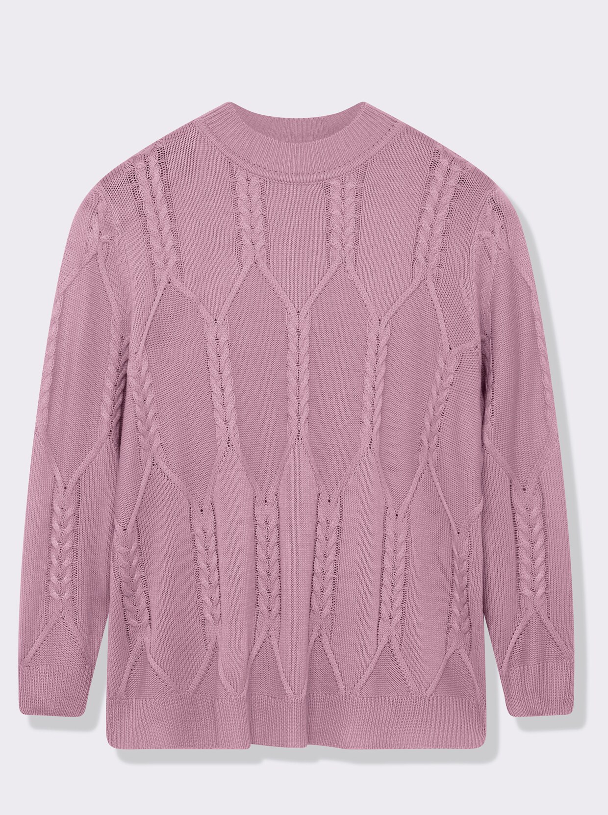 Langarm-Pullover mit Zopfmuster - mauve