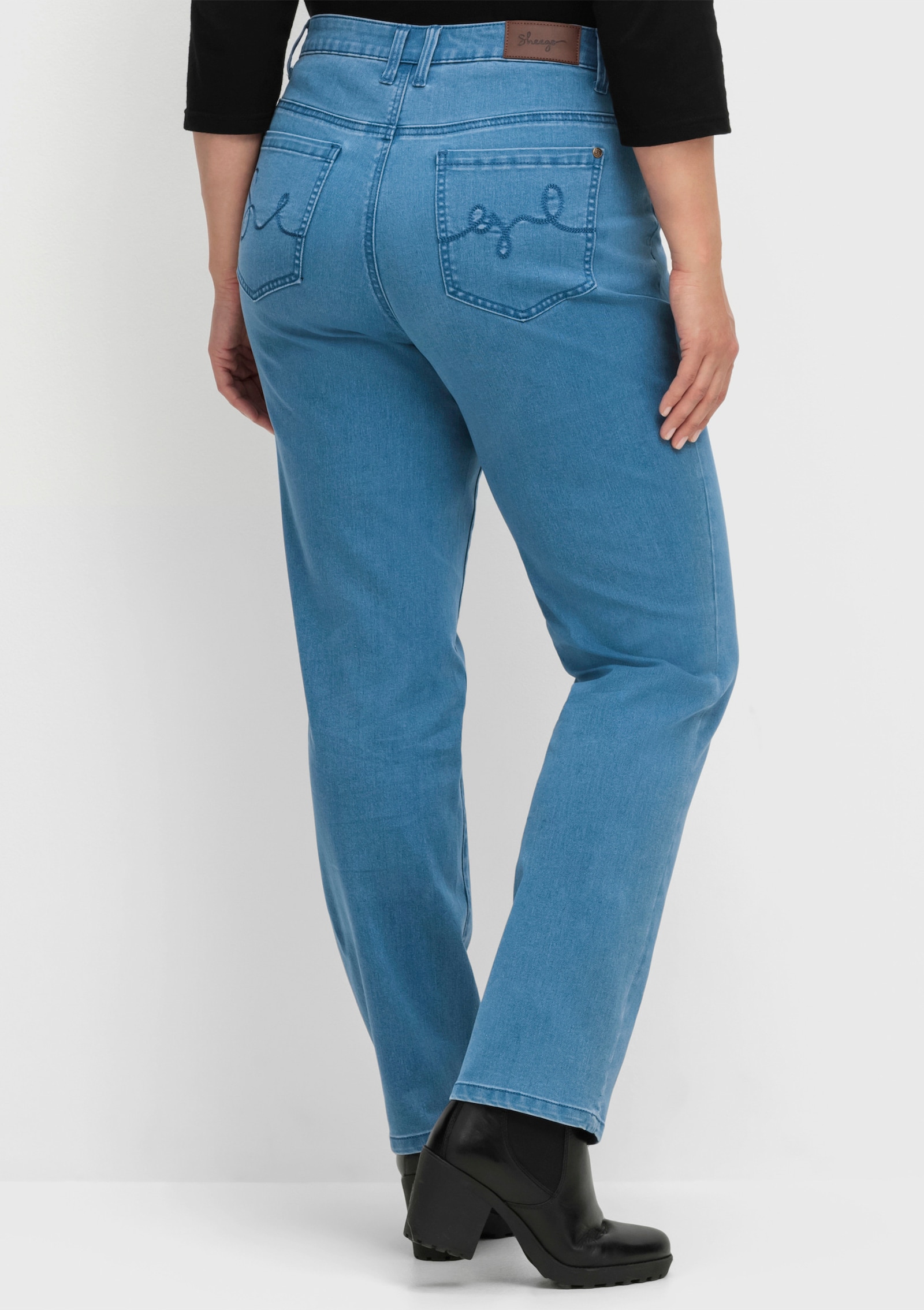 sheego 5-pocketjeans met smalle pijpen - blue denim