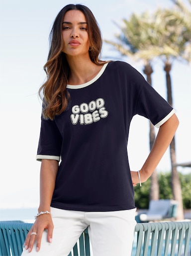 heine Kurzarmshirt mit Applikation - marine