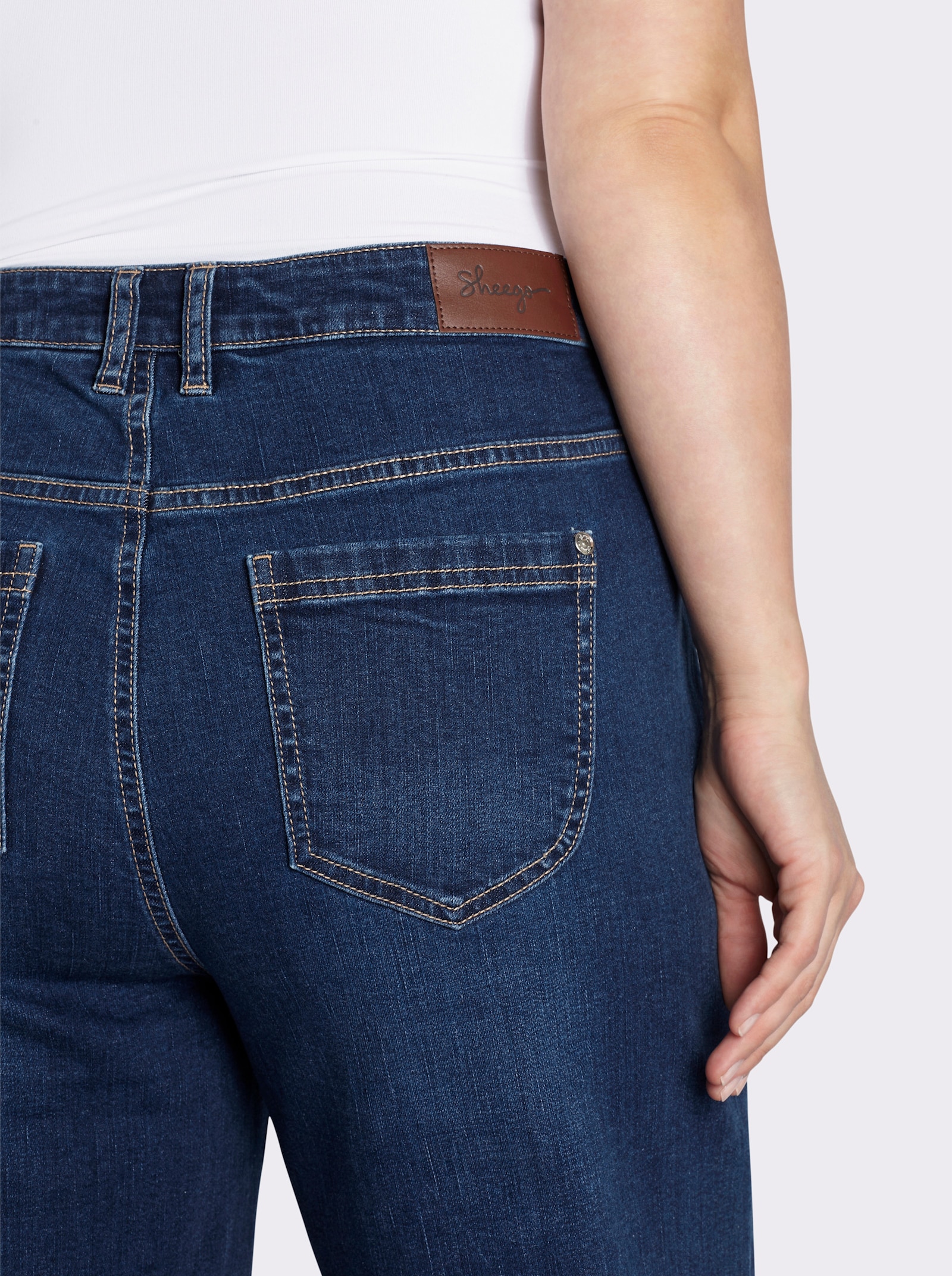 sheego 7/8-Jeans mit weitem Bein - blue-stone-washed