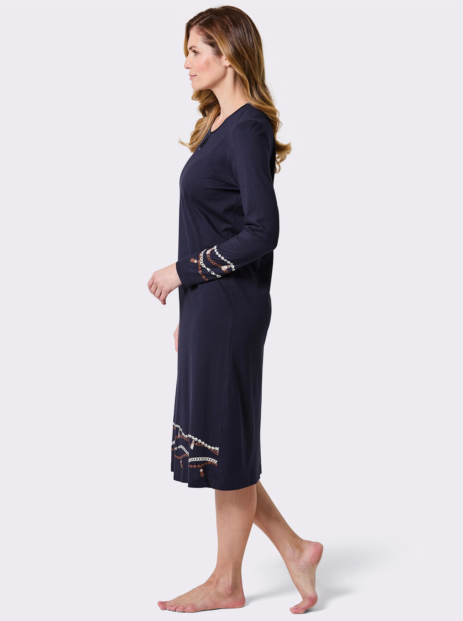 wäschepur Nachthemd mit Kettendruck - marine-champagner-bedruckt