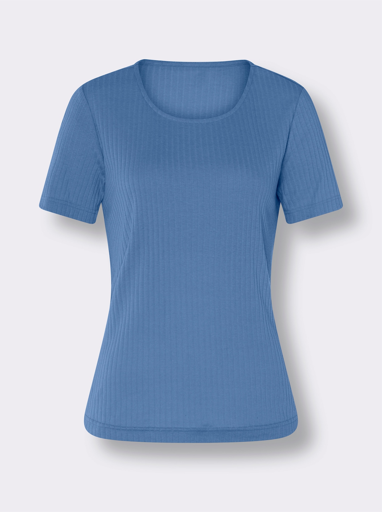 Shirt met ronde hals - middenblauw