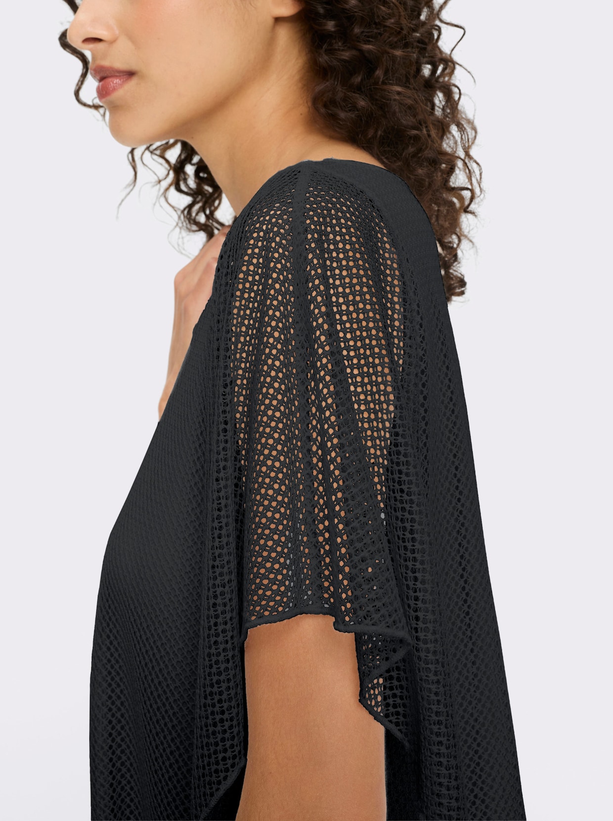 heine Kurzarmshirt im Poncho-Stil - schwarz