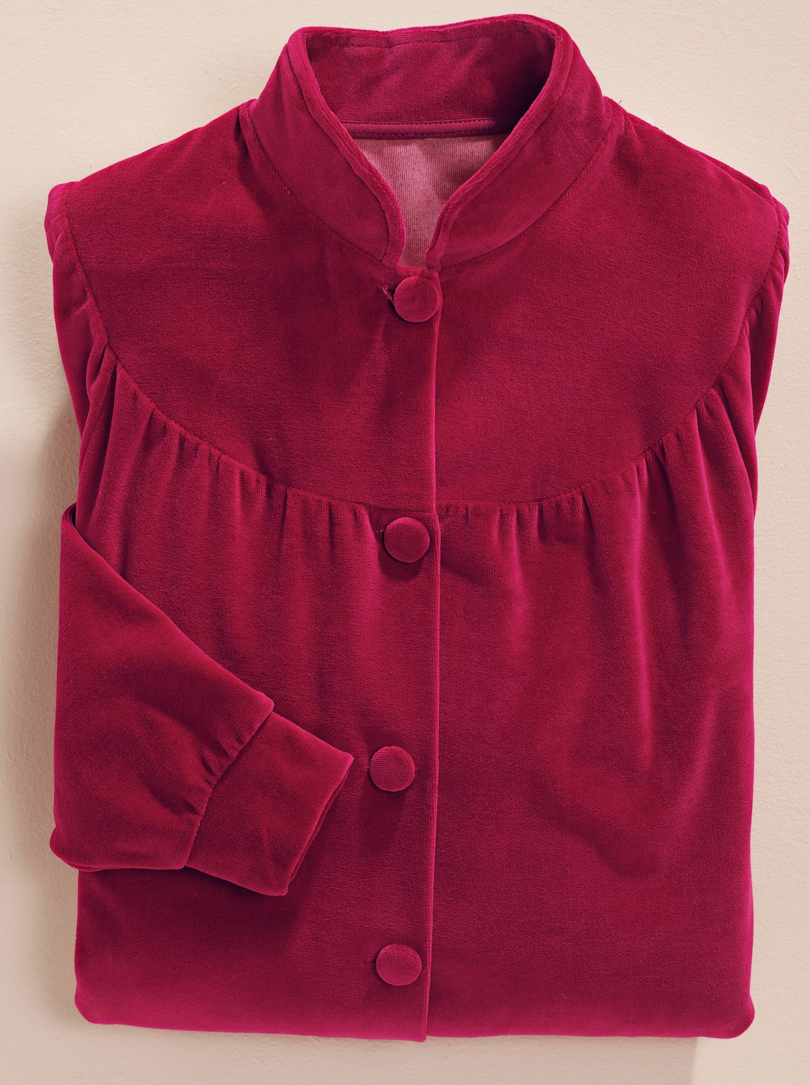 Plantier Morgenmantel in Nicki-Qualität - weinrot