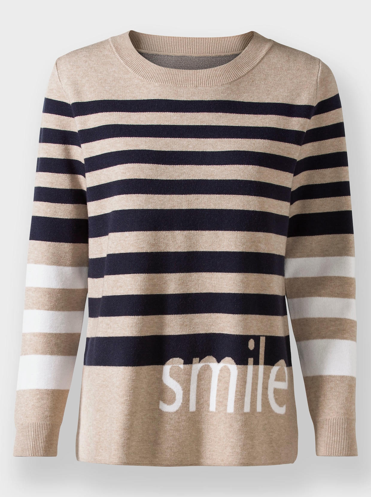 heine Pullover - beige/marine gestreept