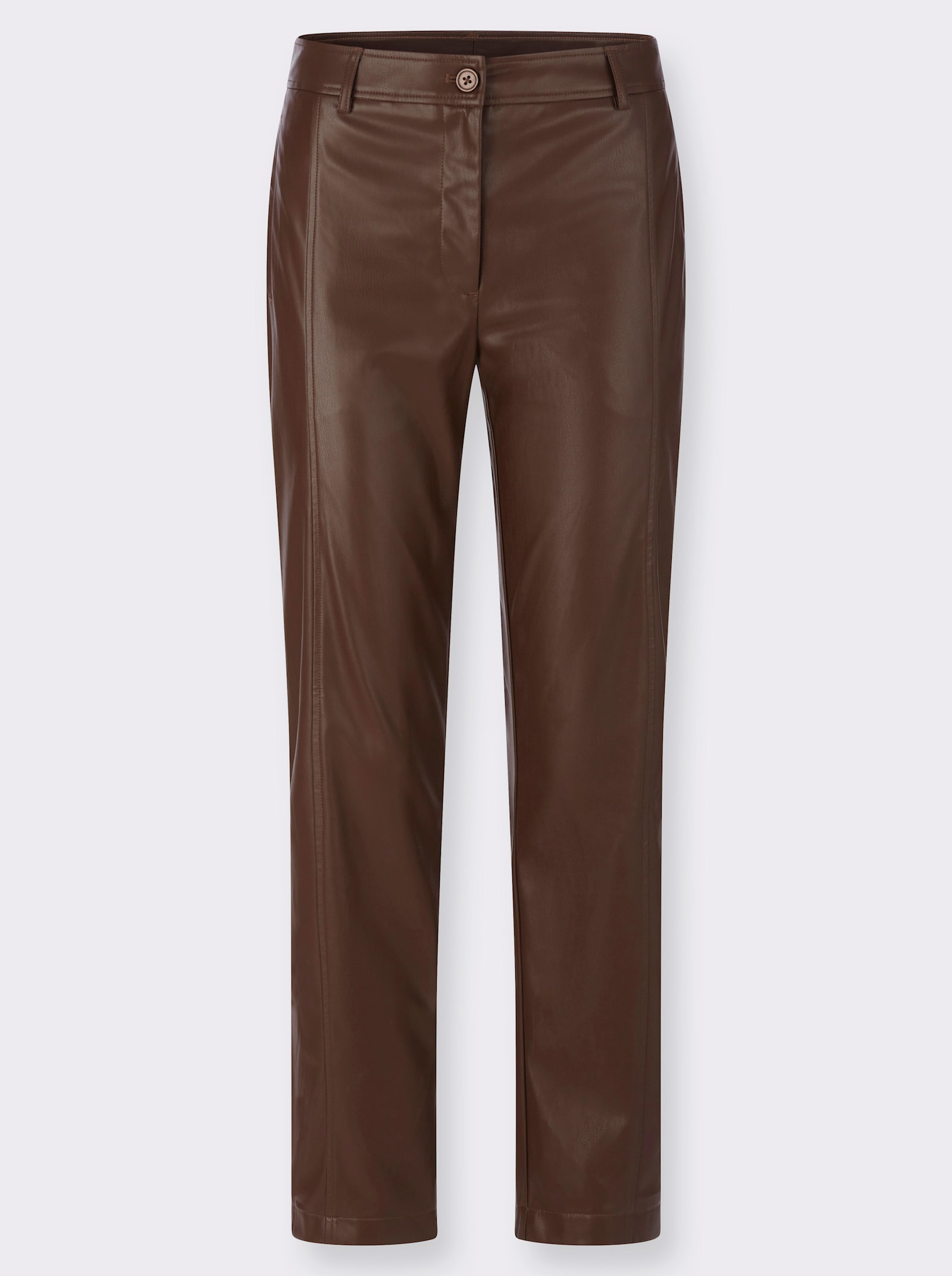 Lederimitathose mit Teilungsnaht vorne - schoko