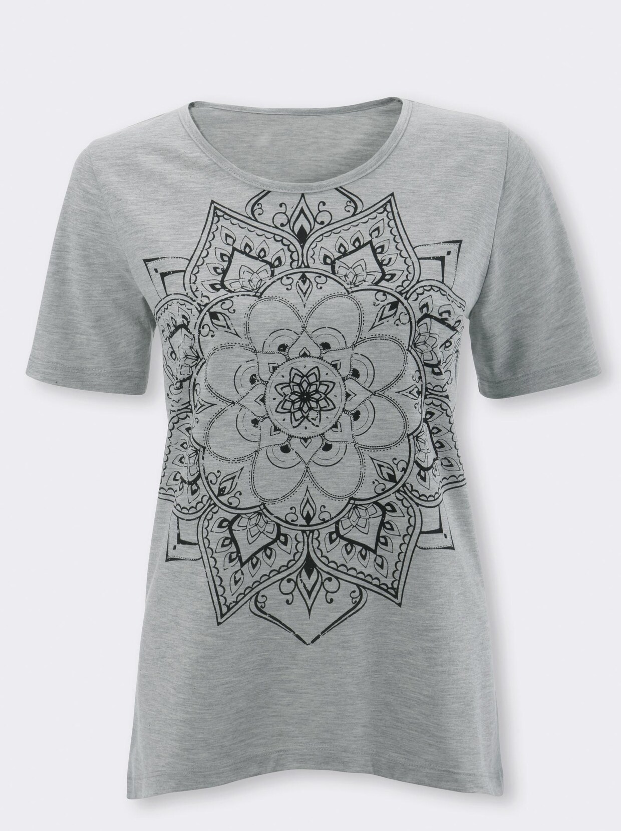 Zipfelshirt - grau-meliert bedruckt