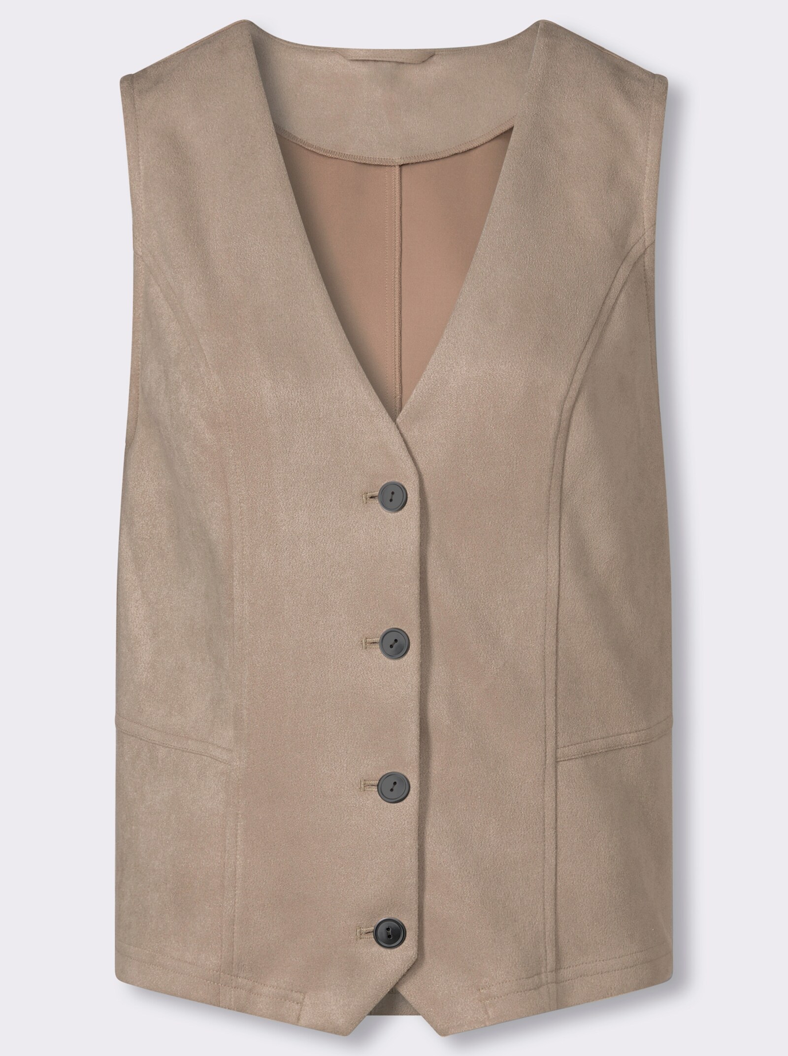 Weste in Veloursleder-Optik - beige