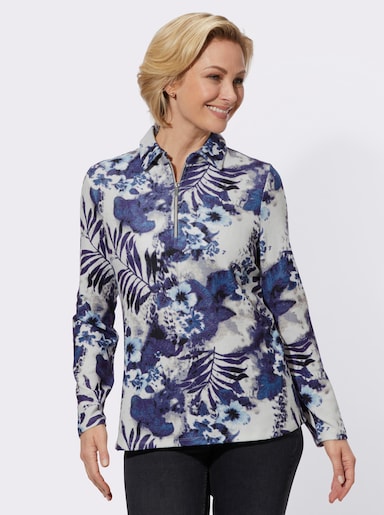 Winter-Shirt - hellblau-marine-bedruckt