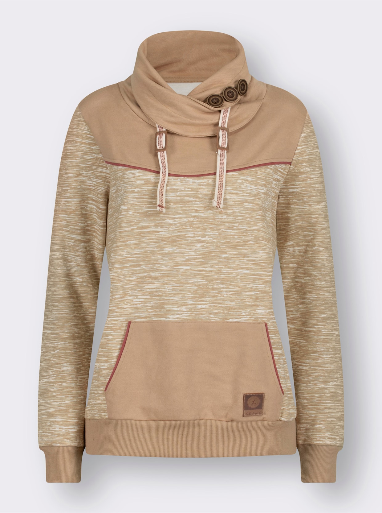 Sweatshirt - camel-weiß-meliert