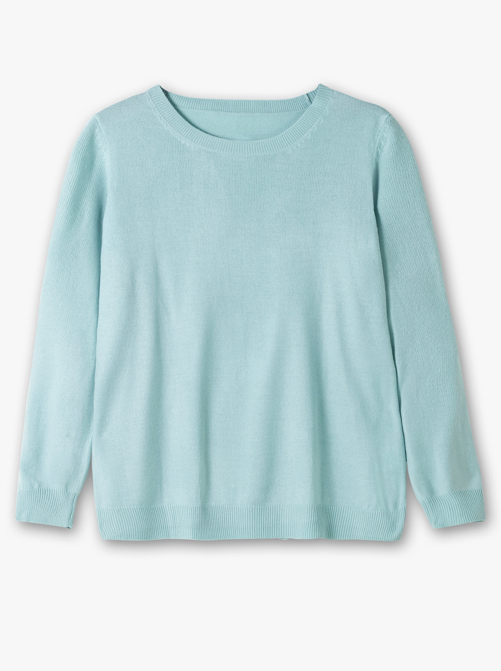 Rundhalspullover in Form gestrickt, wärmend - aqua