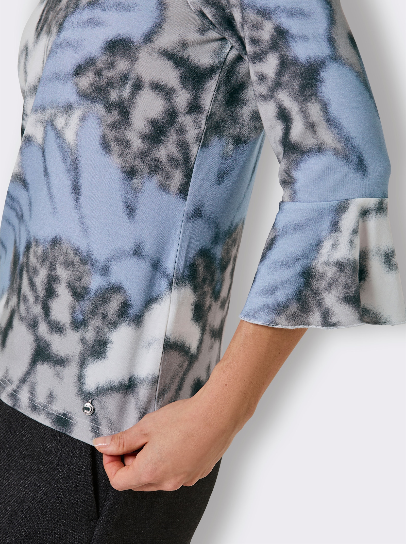 CREATION L PREMIUM 3/4-Arm-Shirt mit Volants - ecru-eisblau