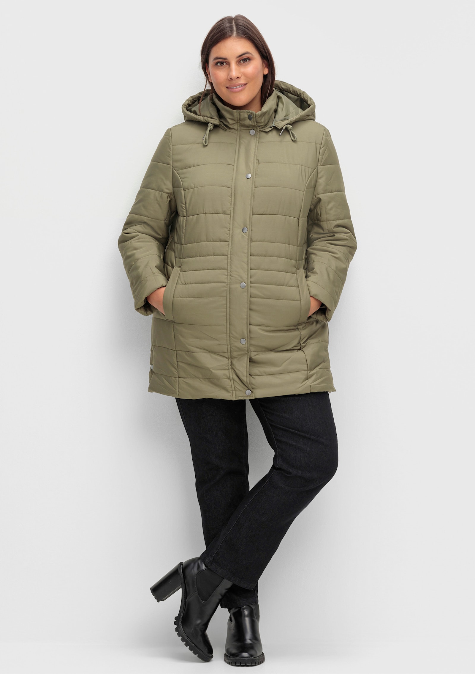 Steppjacke mit seitlichen Druckknöpfen - khaki