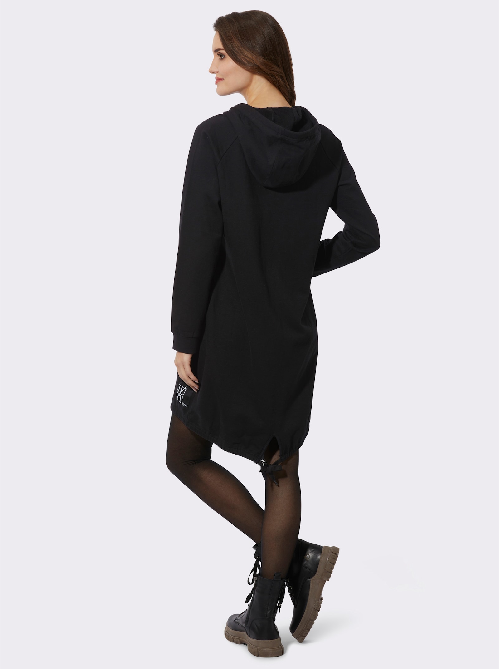 Jerseykleid mit Schriftzug-Print - schwarz-schlamm