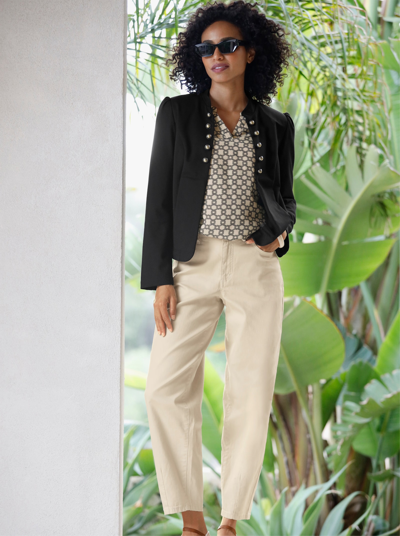 heine Jerseyblazer mit Puffärmeln - schwarz
