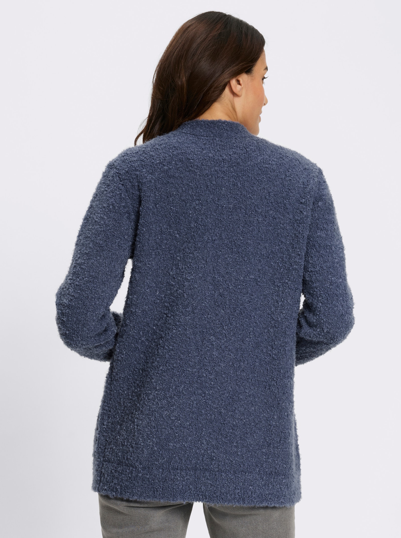Strickjacke aus flauschigem Bouclé-Garn - rauchblau