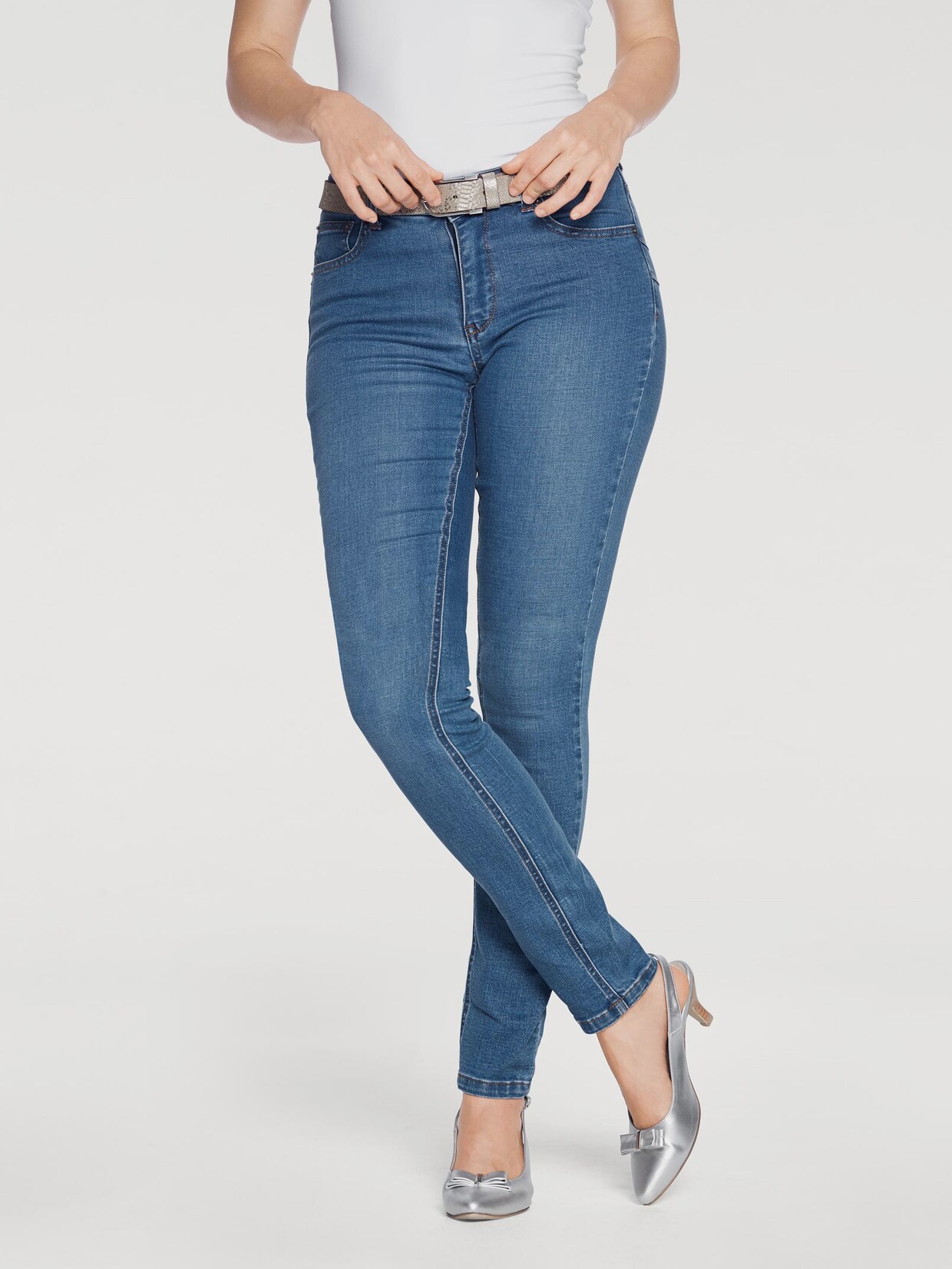 Linea Tesini jeans effet ventre plat - délavé