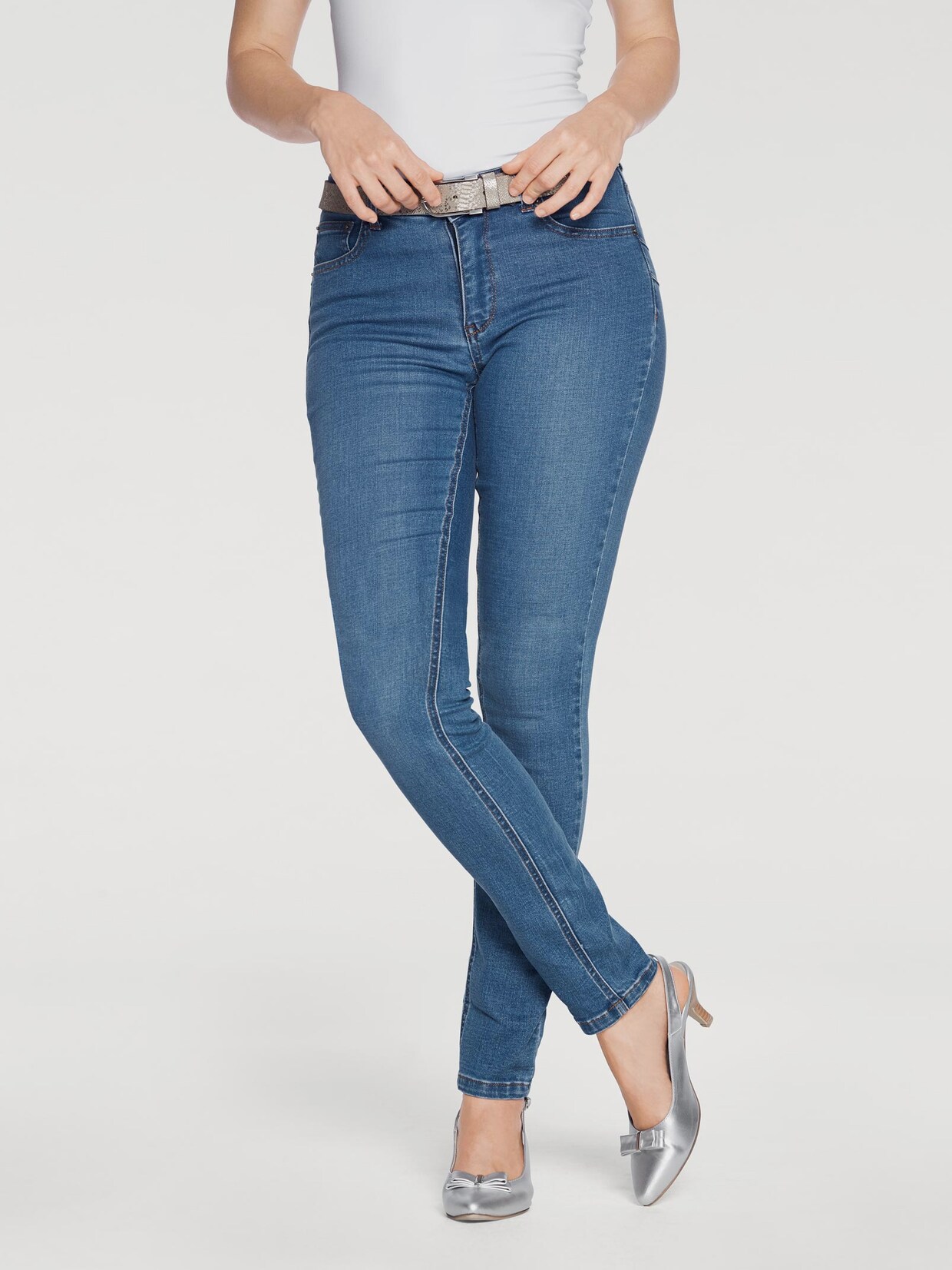 Linea Tesini Bauchweg-Jeans - bleached