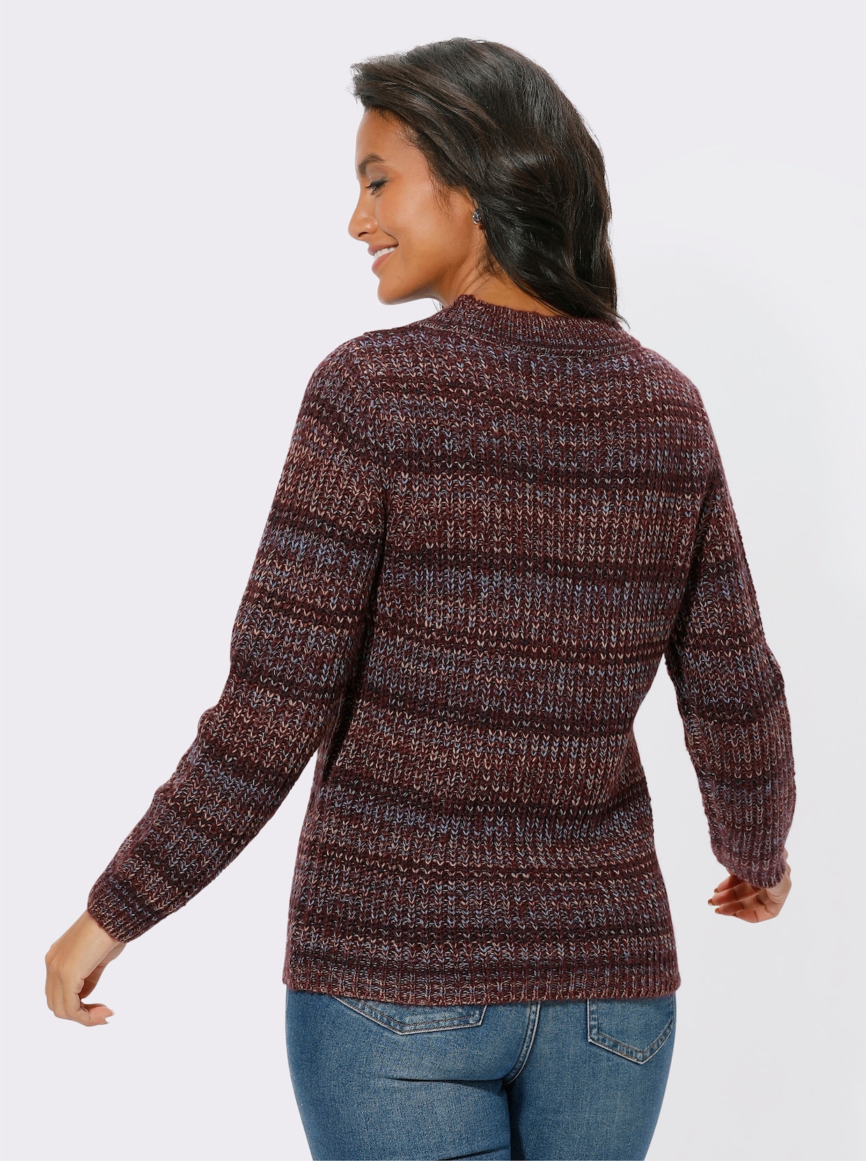 Pullover met ronde hals - bordeaux/marine gestreept