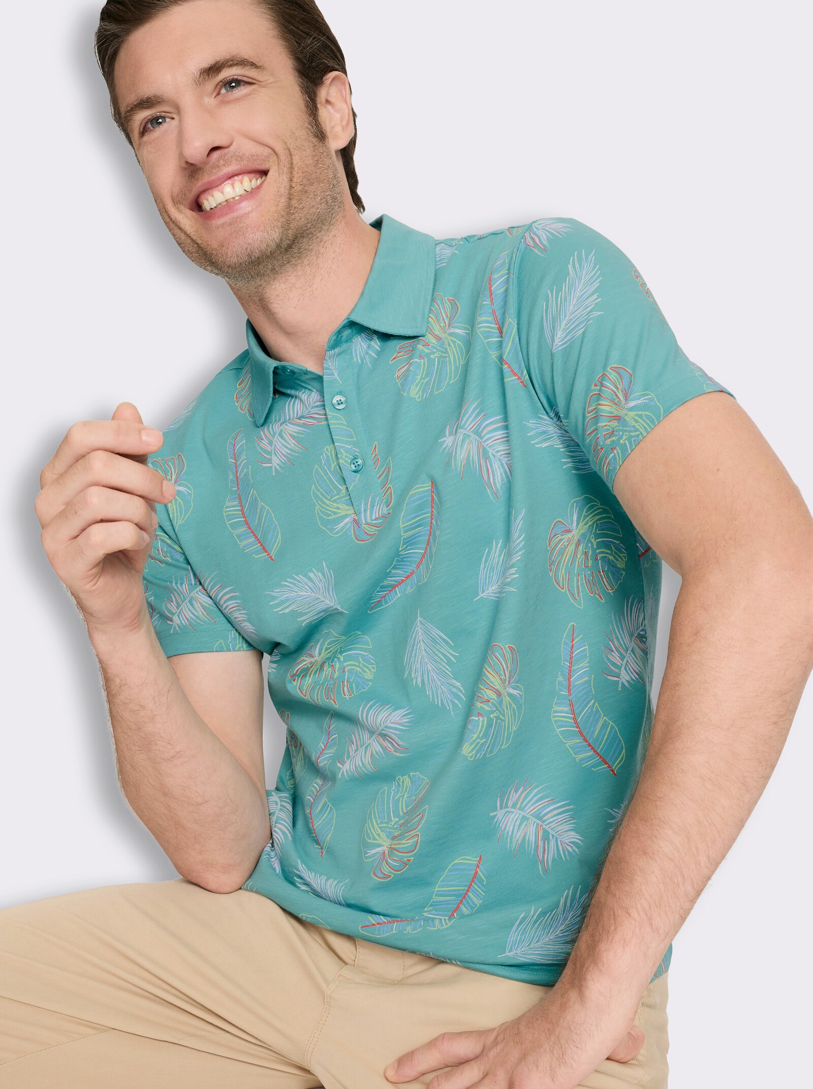 Marco Donati Kurzarmshirt mit exotischem Dessin - ozean-bedruckt