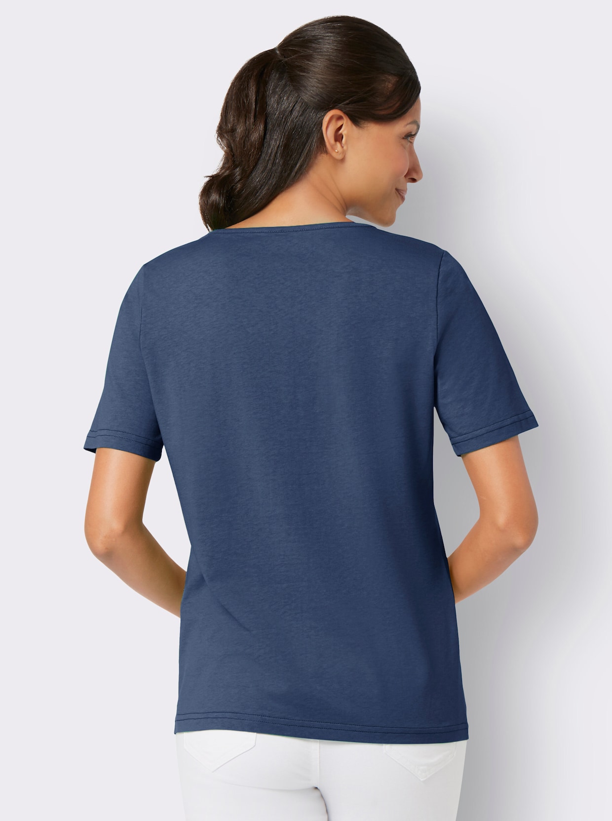 Krojové tričko - džínsová modrá
