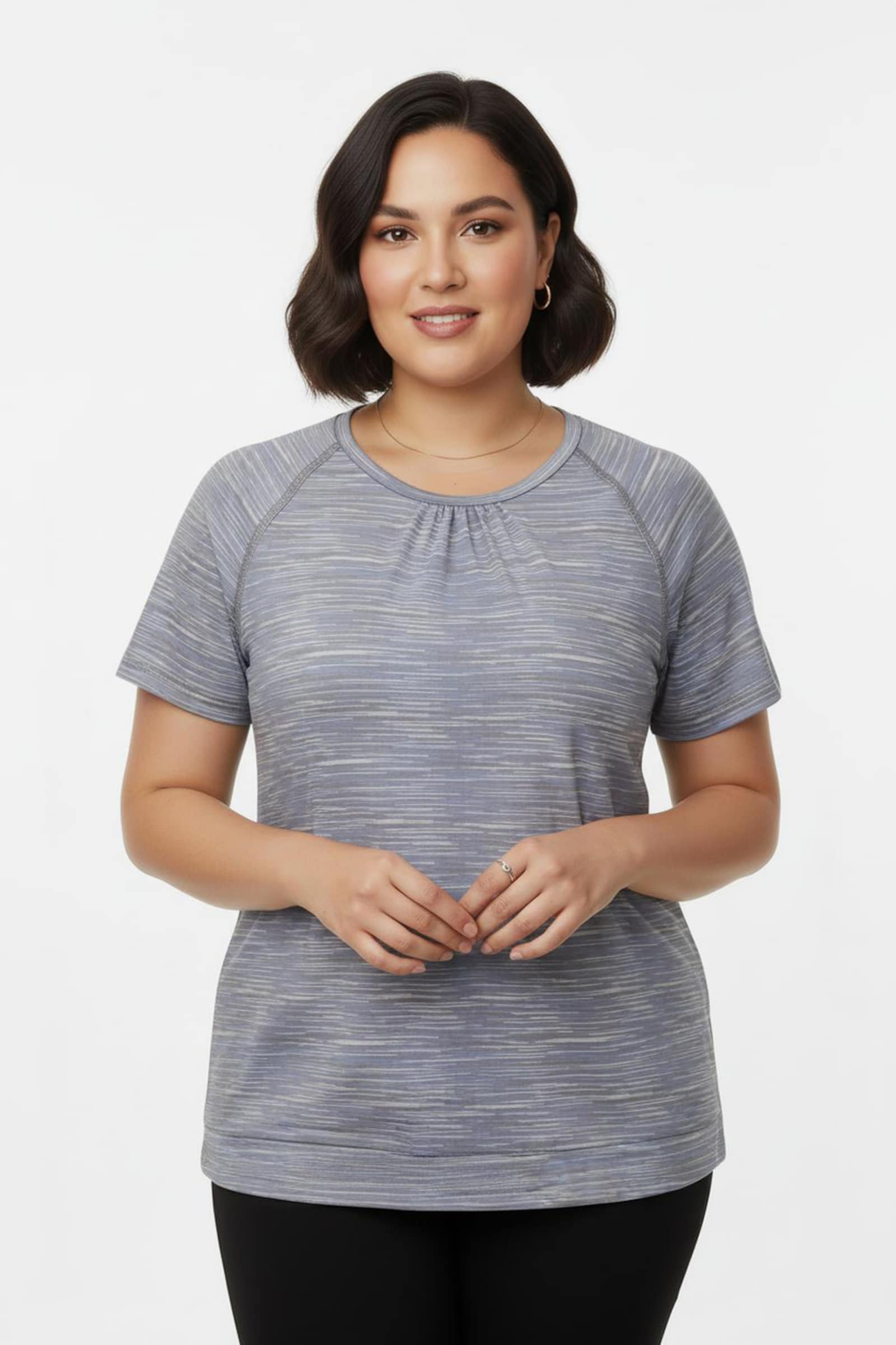 Catamaran Sports Funktionsshirt mit Raffungen - taubenblau-meliert